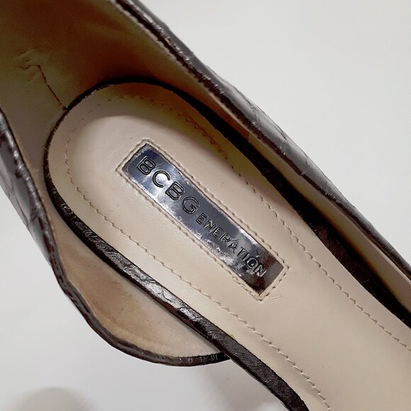 BCBG GENERATION Conchetta D'Orsay Cutout Heels in Gunmetal Gray Snakeskin - Picture 4 of 11